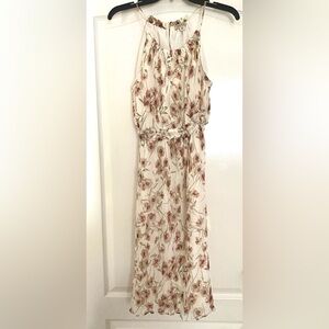 Lucky Brand Dress XS Semi Sheer Tie Tassels Sleeveless Floral summer